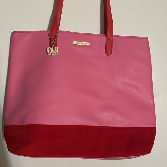 NWOT Juicy Couture Pink and Red Tote Love Velvet airplane travel overnight - Picture 2 of 7